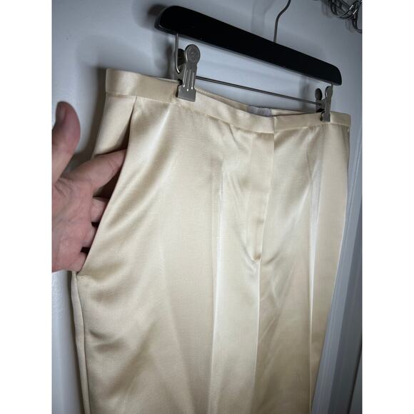H&M Women's Satin Flat Front Straight Leg Dress Pants Beige ~ Size 14 - Picture 3 of 8